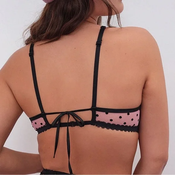 FOR LOVE & LEMONS Zinnia Embroidered High Neck Bra Bralette Crop Top - Picture 3 of 7